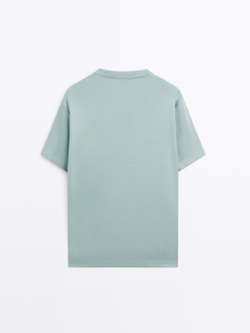 Massimo Dutti Футболка из 100% хлопка, пастельно-голубой