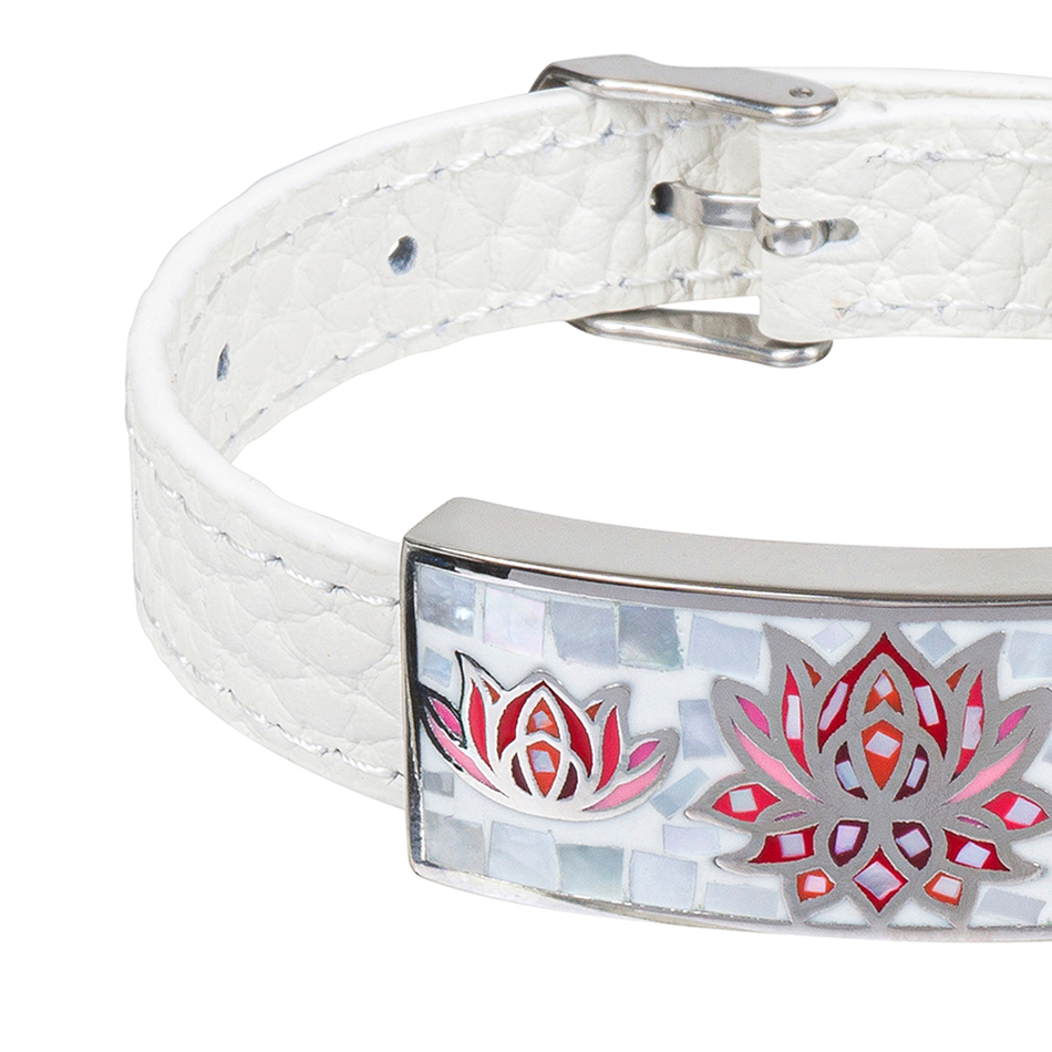 Браслет Fiore Luna на белом кожаном ремешке CB03596-5A