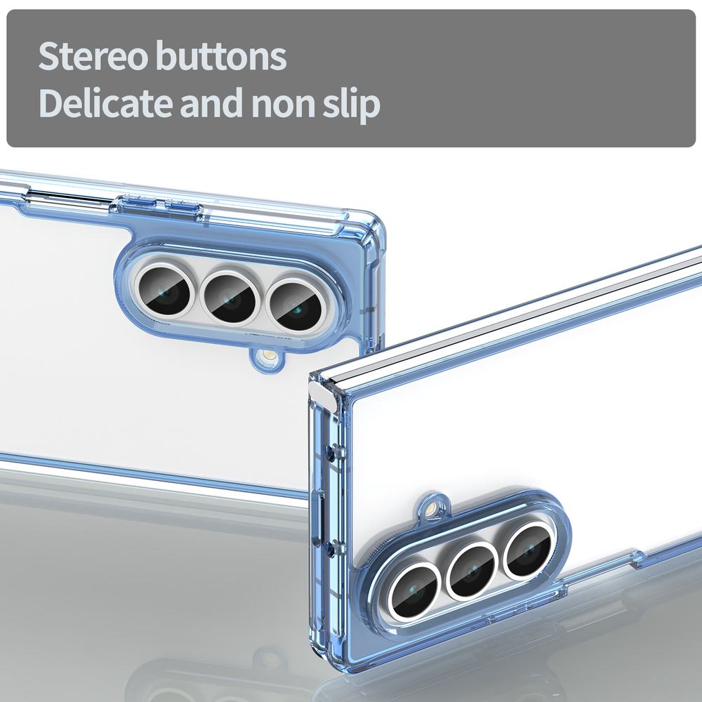 Чехол прозрачный защитный для Samsung Galaxy Fold 7, мягкие усиленные боковые рамки синего цвета