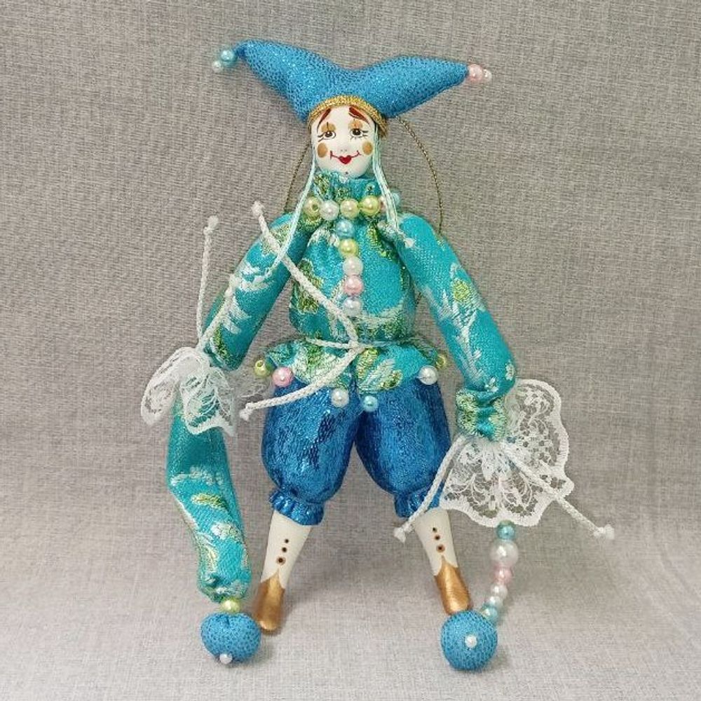 Ёлочная игрушка Клоун цветной парчовый