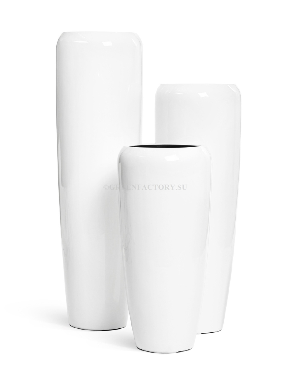Кашпо TREEZ Effectory - серия Gloss - Высокий конус Design - Белый глянцевый лак