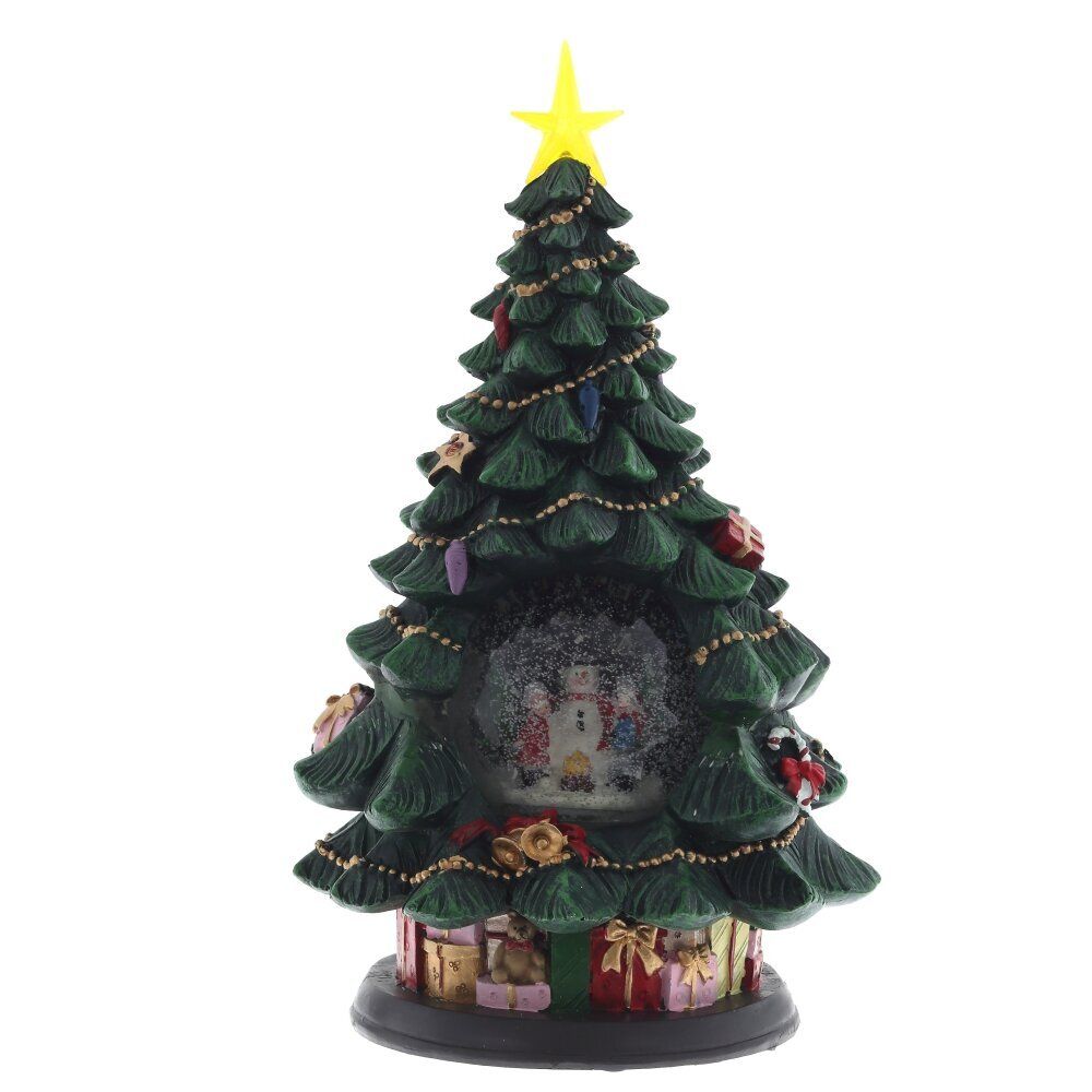 GAEM Фигур декор в стекл шаре "Елка и Снеговик" (подсв,муз, вьюга, AAх3 н/п), D 10 см, L19,5 W19,5 H35 см