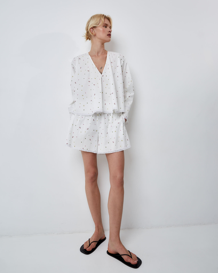 Топ из смесового хлопка малина белый