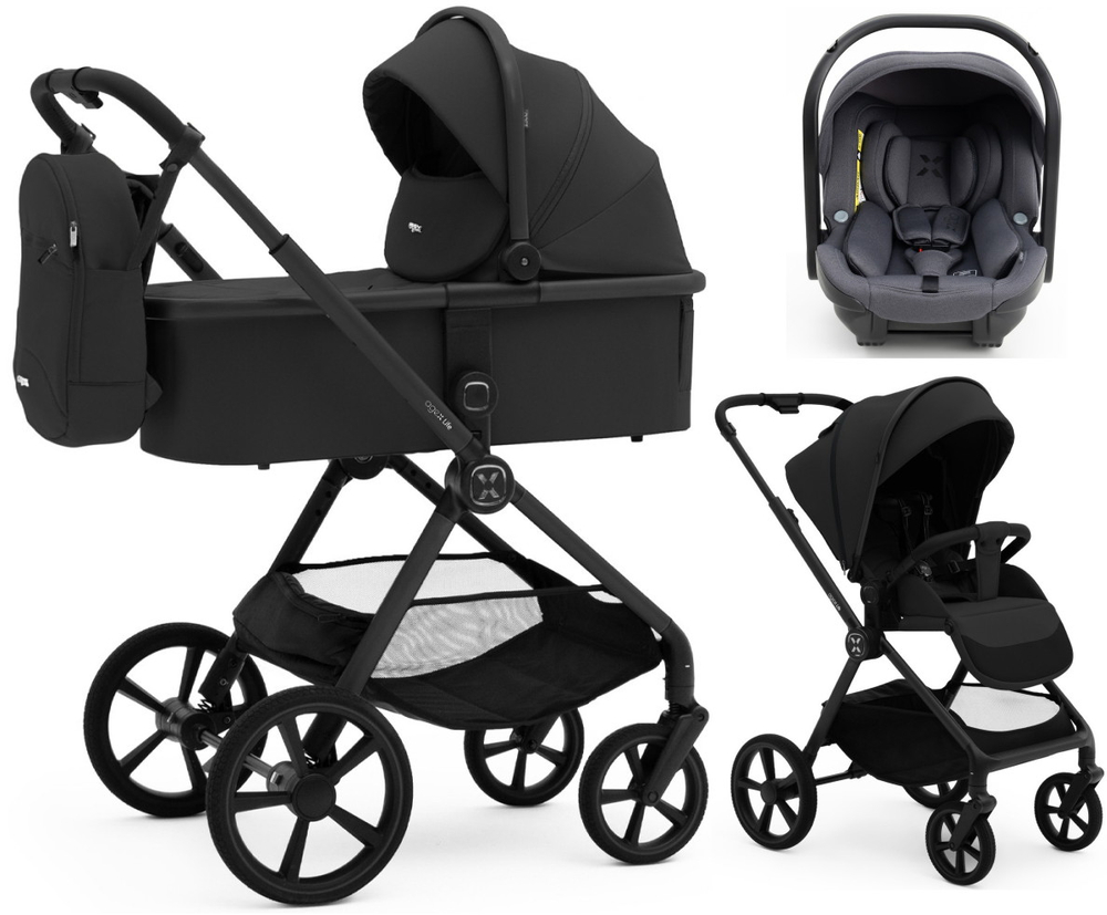 Коляска Agex Life 3 в 1 матовая рама с автокреслом i-Team ATG080 Grey ALB583 Black (Черный)