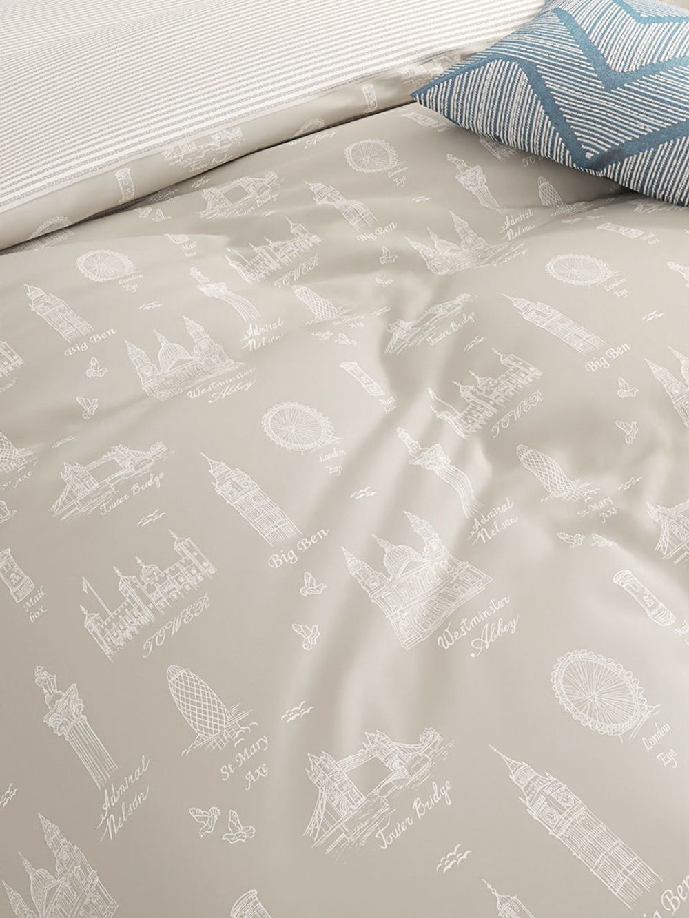 Постельное белье Сказка "Туманный альбион/Лутон" 1,5-сп Наволочка 50х70 см 1 шт Простынь на резинке 90х200 см Пододеяльник 145х215 см, перкаль