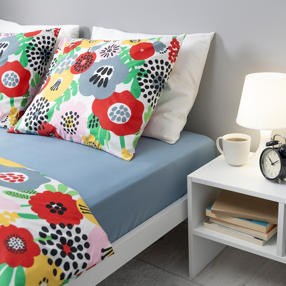 IKEA BRUKSVARA  (ИКЕА БРУКСВАРА)  -  Простыня на резинке, голубая, 160x200 см