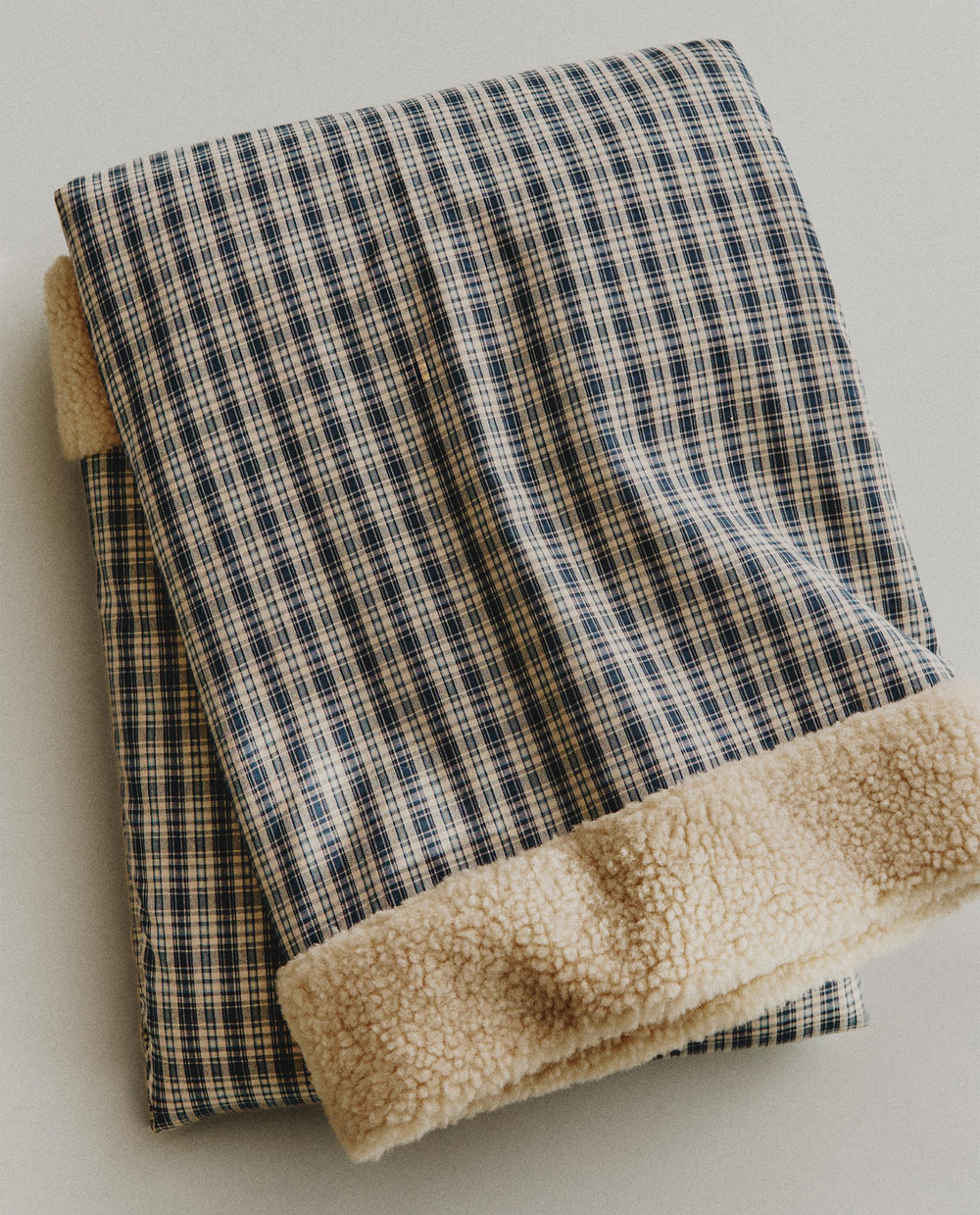 Zara Home плед из хлопка, синий, в клетку, 90x120 см
