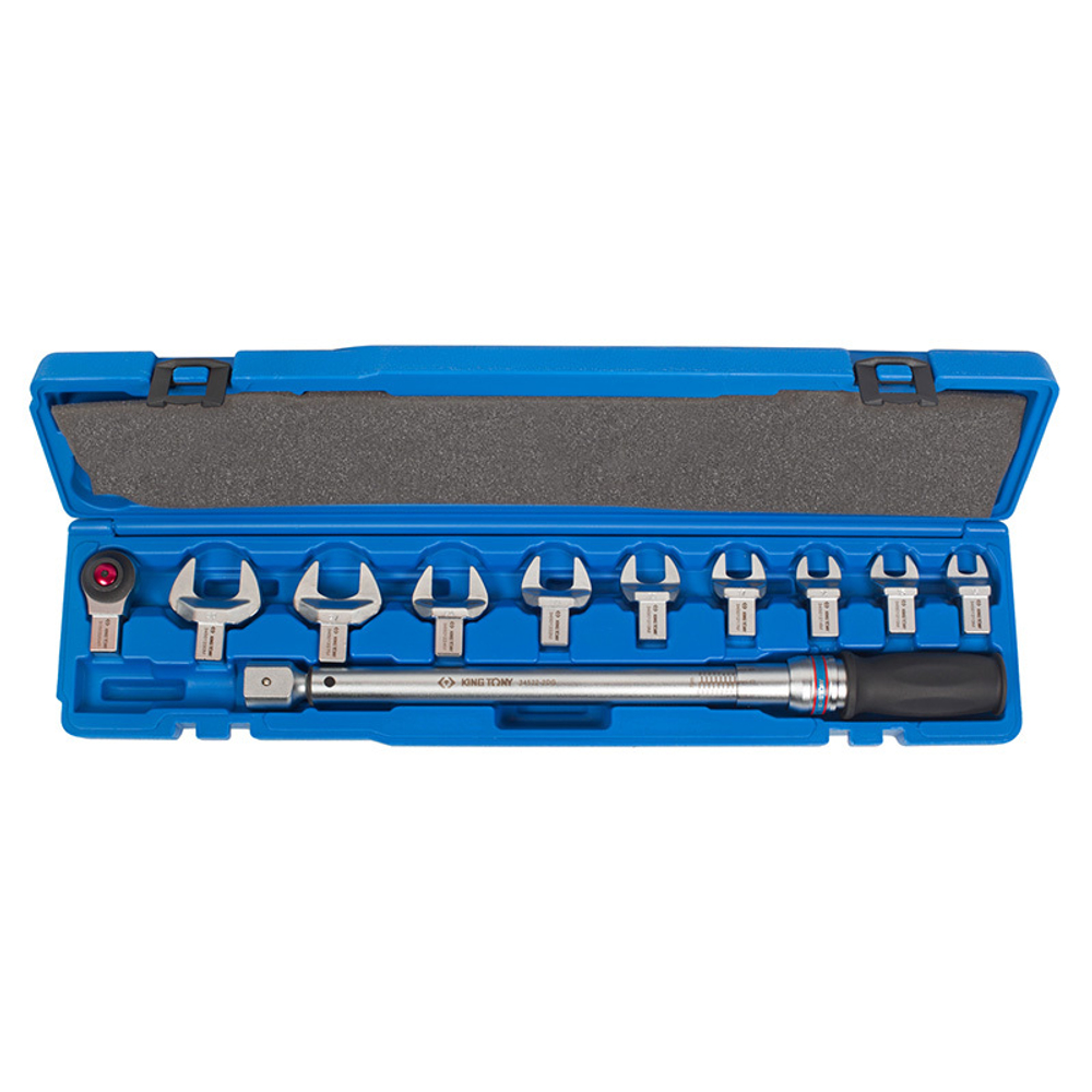 KING TONY (345202D11MR) Динамометрический ключ серии "FIT", 1/2" с набором насадок 13-30 мм, 40-200 Нм