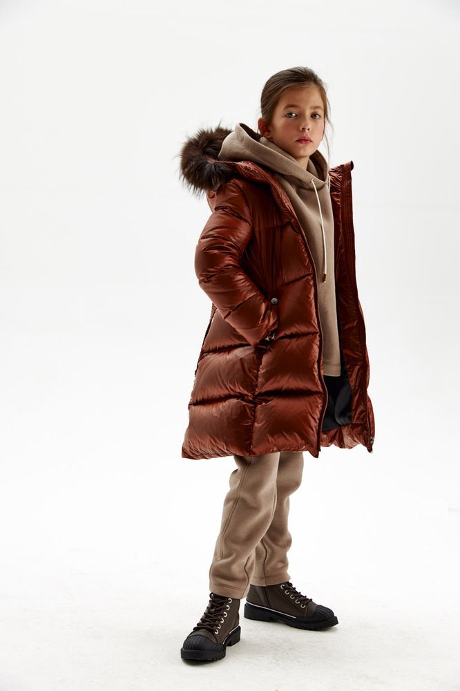 Зимнее пальто  PULKA полуприлегающего силуэта с натуральным мехом