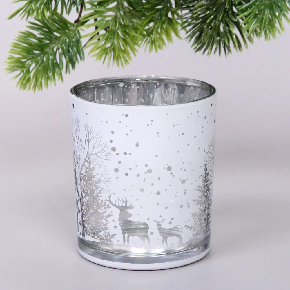 Подсвечник «Зимнее сияние» 8,5*10 см, Белый