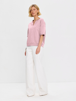 Плотная футболка из футера 2-нитки с V-вырезом HIGH TEMP