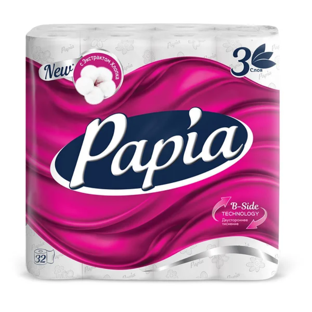 Туалетная бумага Papia 3 слоя 32 рулона