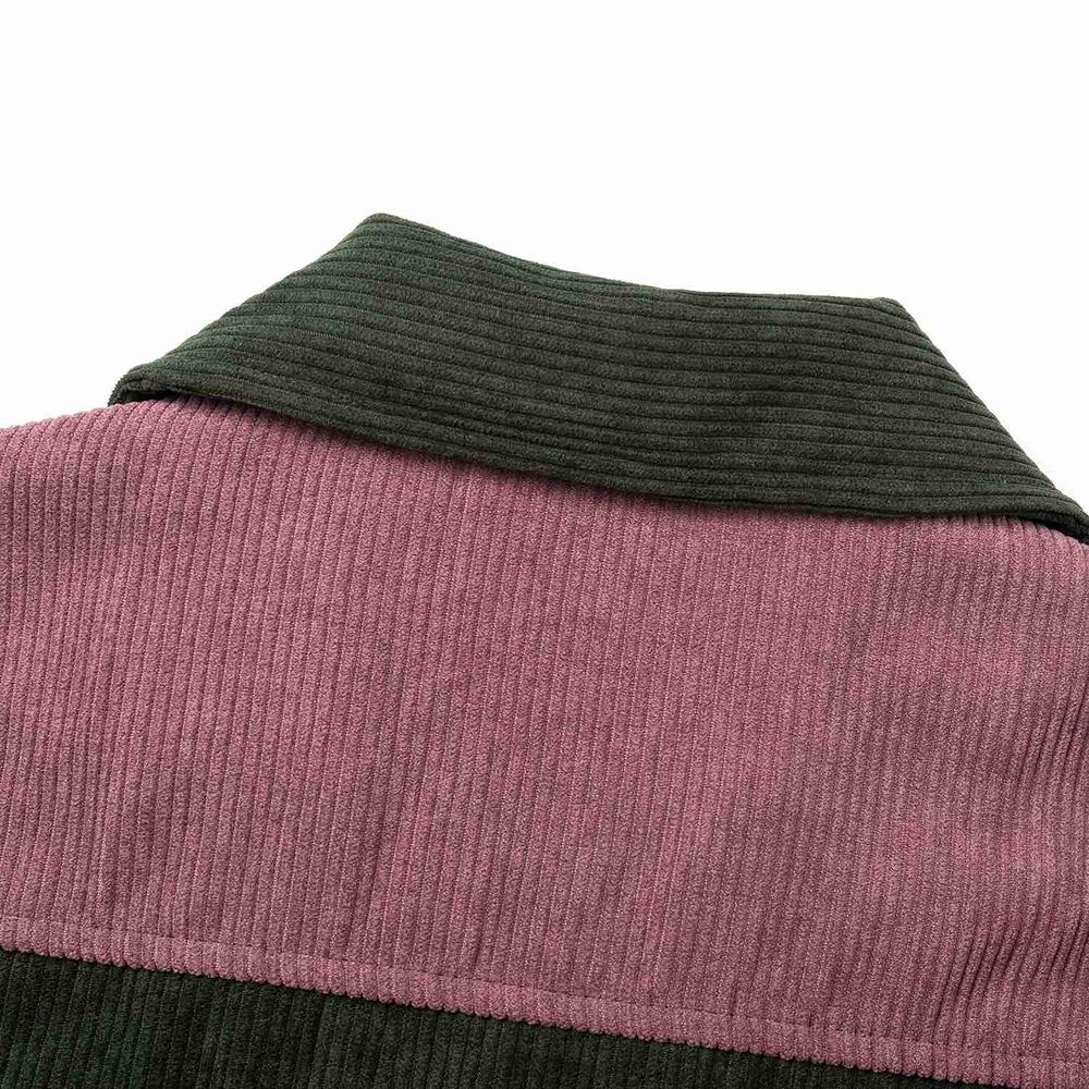 Рубашка Ymkashix Velvet Color block Zip Серая/Темно-зеленая/Пурпурная