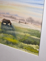 Картина авторская акварельная в паспарту 30х40 см на стену для интерьера "Утренняя идиллия"