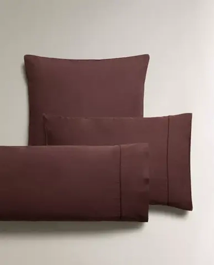 ZARA HOME (300 НИТЕЙ) НАВОЛОЧКА ИЗ ХЛОПКА ПЕРКАЛЬ, КОРИЧНЕВЫЙ