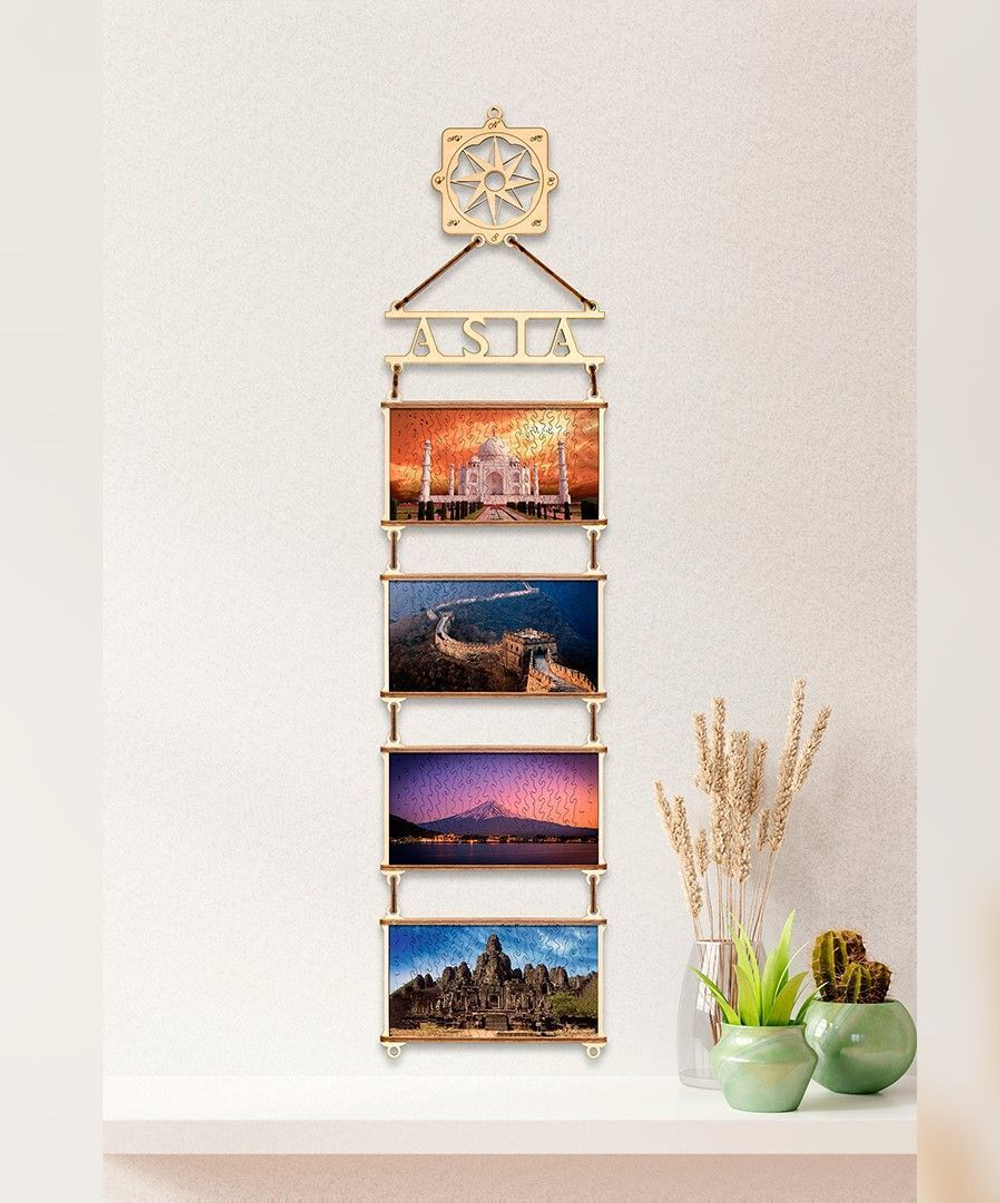 Деревянный пазл, двусторонний EWA Карта мира. Азия (70x18 см)