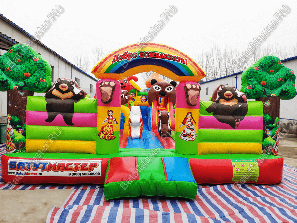 Коммерческий надувной батут "Маша и Миша" 10*6*3 м