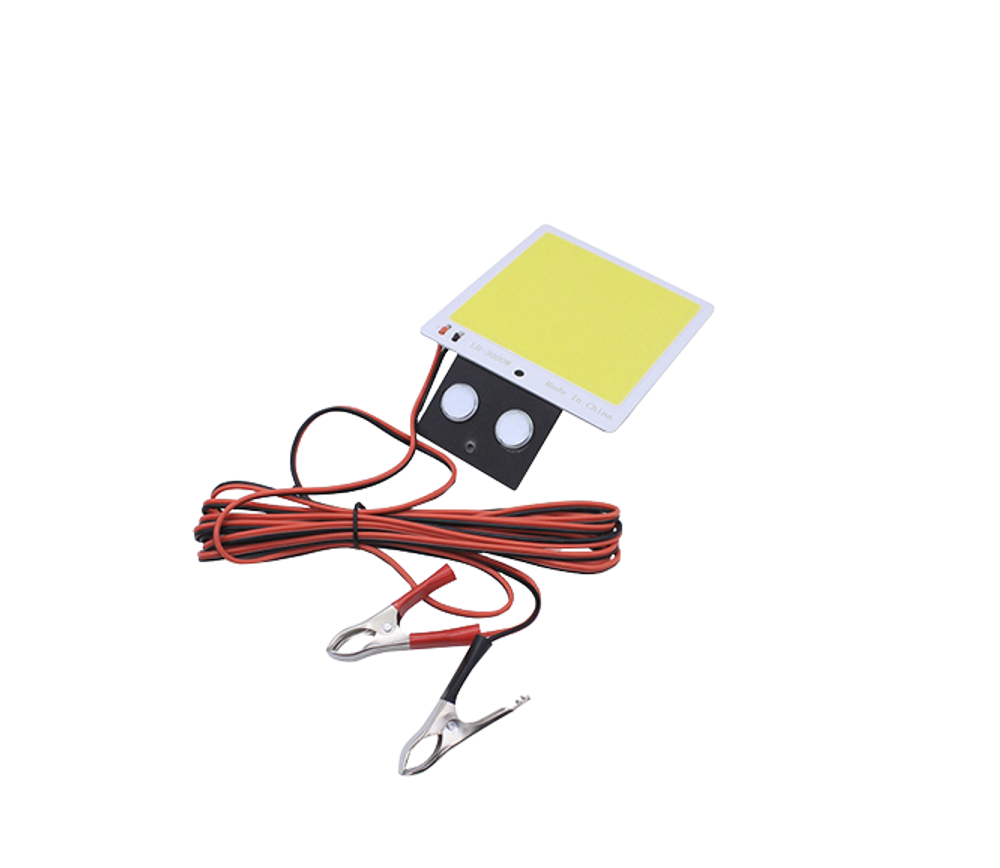 Фонарь-переноска 12В NTS-AUTO COB 304 (квадрат БОЛЬШ) с крокодилами LH-3600W PERENOSKA-T15-304