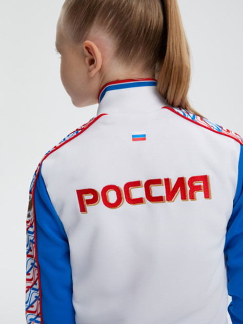 Спортивный парадный костюм Россия для гимнастики для девочек и женщин, белый и голубой Forward by Viner