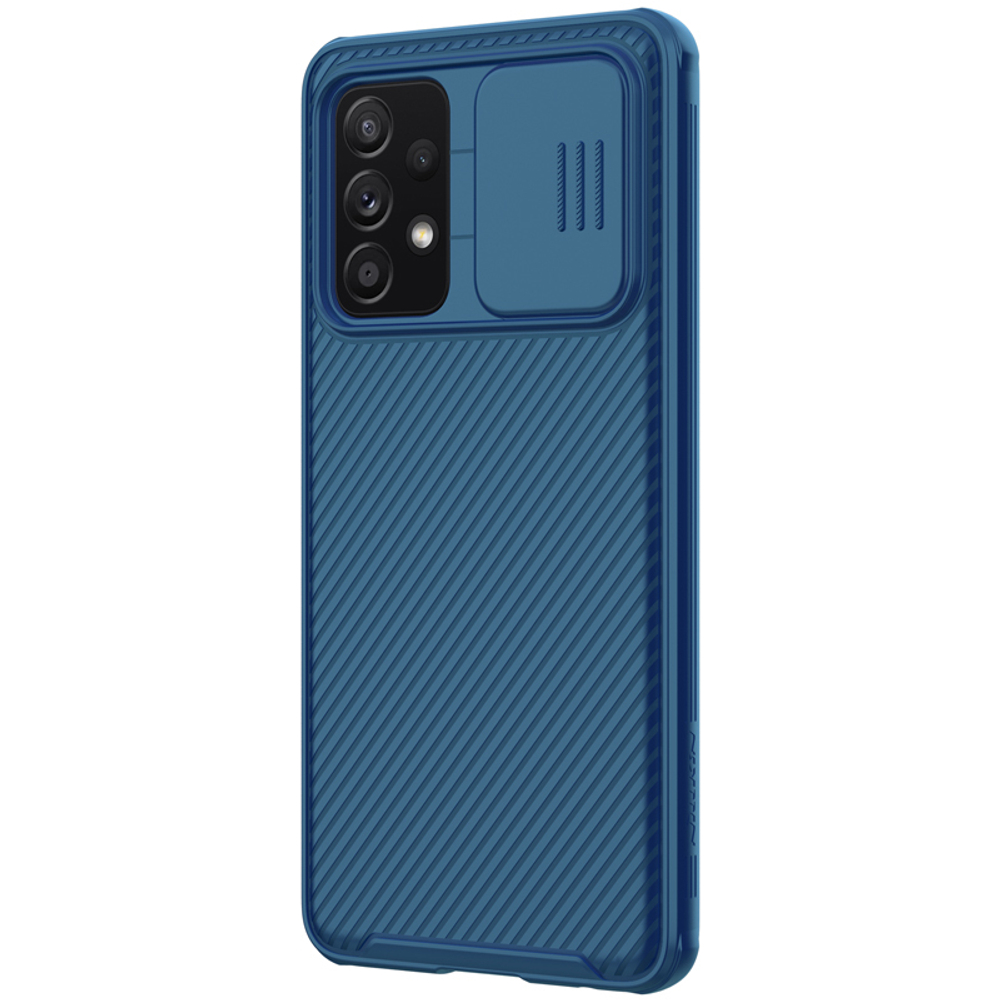 Чехол синего цвета от Nillkin CamShield Pro Case для Samsung Galaxy A52 (4G/5G), с защитной шторкой задней камеры