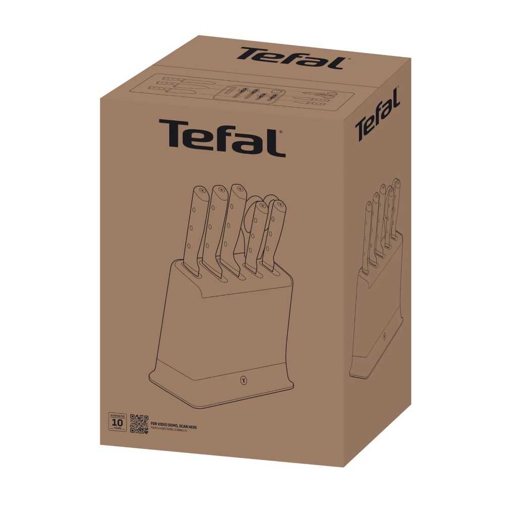 Набор ножей и блок Tefal Ever Sharp PRO K297S744 со встроенной точилкой, 5 ножей + ножницы