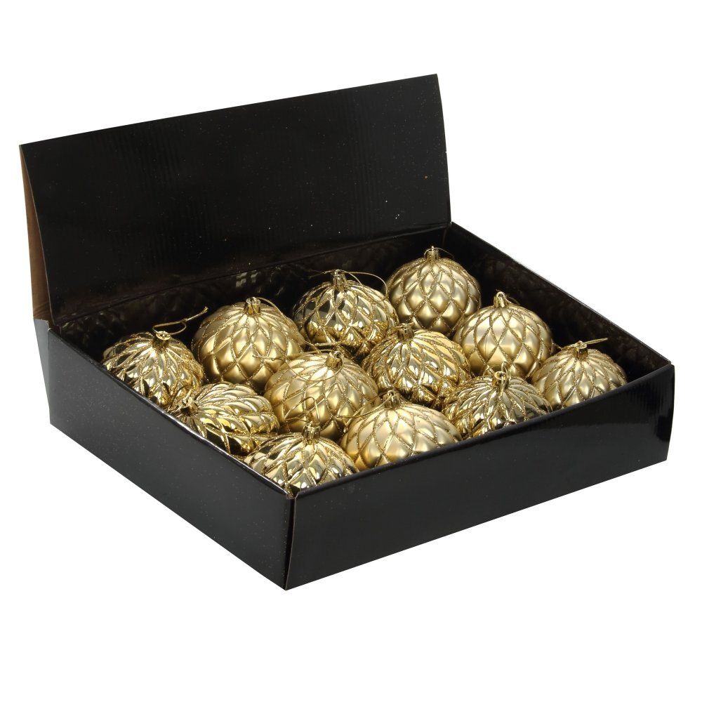 GAEM Набор из 12шт Украшение новогоднее Шар "Золотая сетка", D10 см, L43 W33 H10 см