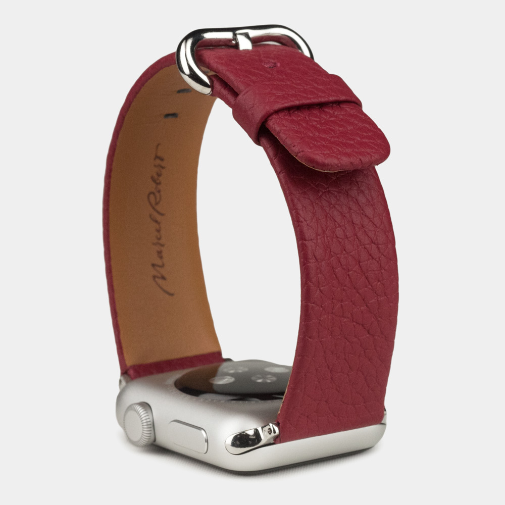 Ремешок для Apple Watch 44/45/46 mm из кожи теленка, вишневого цвета