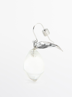 Massimo Dutti Небольшие серьги «Лимон» из стекла, серебряный