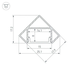 Профиль SL-KANT-H18-2000 BLACK (Arlight, Алюминий) 049430