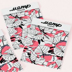 Ткань шифон широкие листья яркие