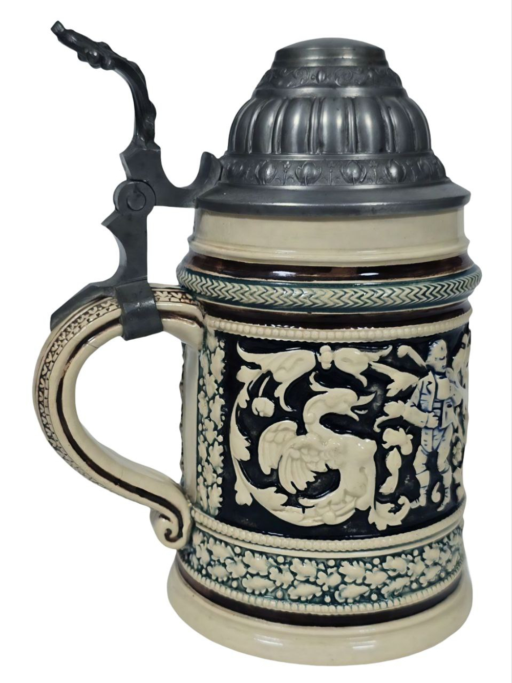 Кружка пивная (керамика с оловянной крышкой) Германия