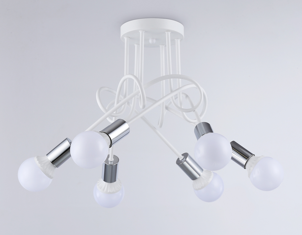 Потолочный светильник в стиле лофт TR80417/5 WH/CH белый/хром E27/5 max 60W D690*370