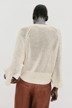 ZARA КАРДИГАН ИЗ ТРИКОТАЖА, ПЕСОЧНЫЙ