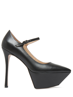 Женские кожаные туфли черные на платформе