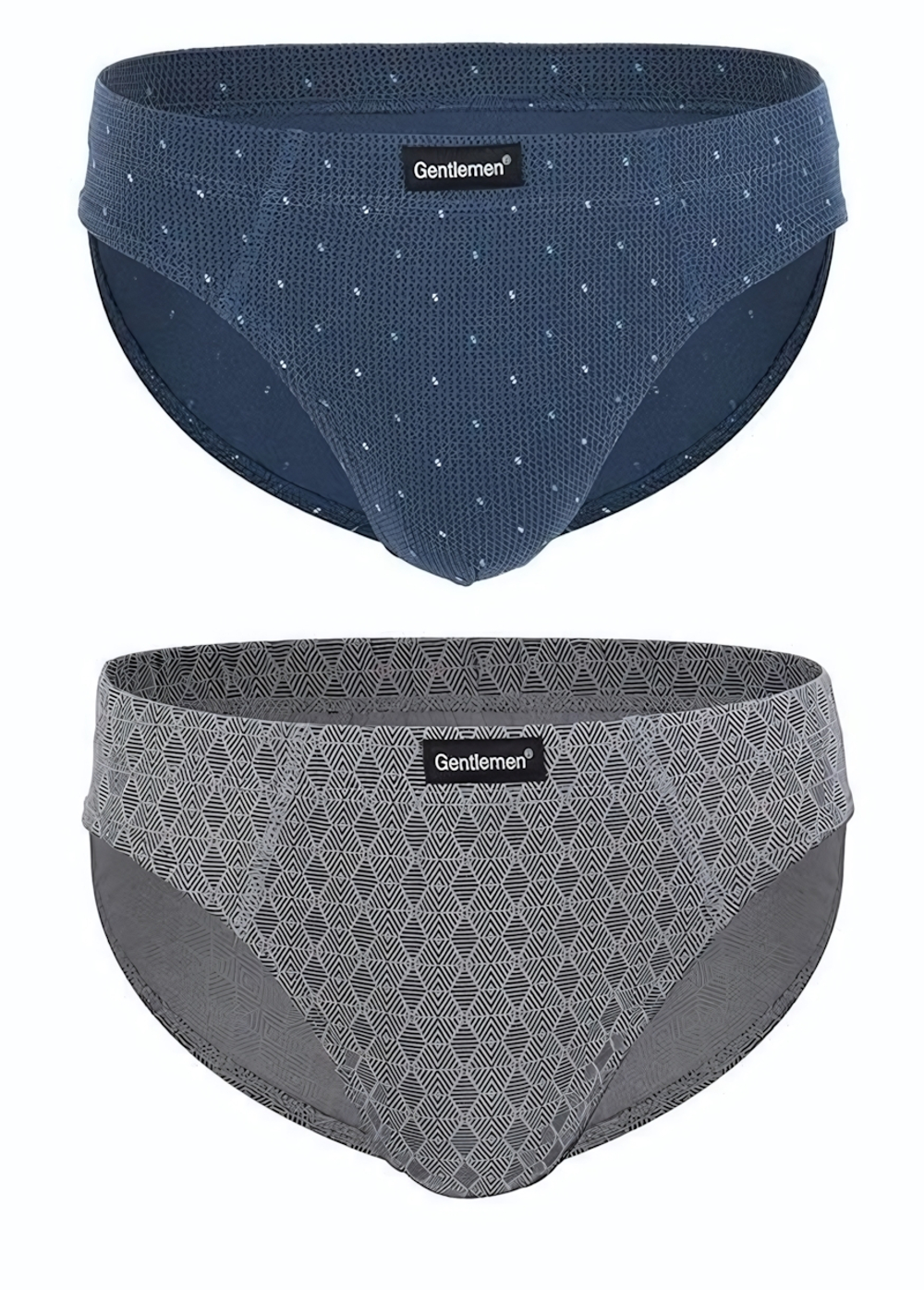 Комплект из двух трусов-слипов с принтом - синих и серых (Размер: XXL) (Цвет: синий с серым)