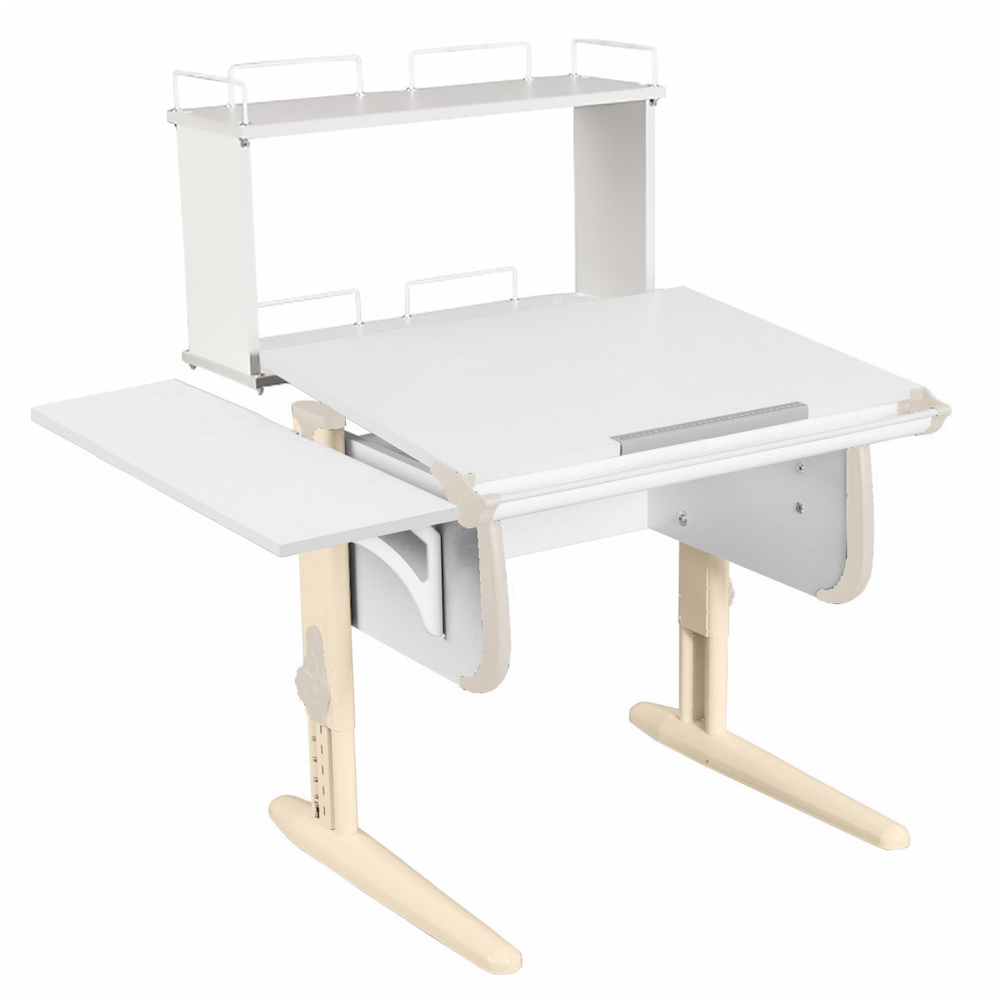 Растущая парта Дэми СУТ 24 с задней двухъярусной полкой СУТ.14.250 и боковой полкой СУТ.24.230 (1020×880 мм)