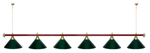 Лампа STARTBILLIARDS 6 пл. (плафоны зеленые,штанга золотая,фурнитура золото)
