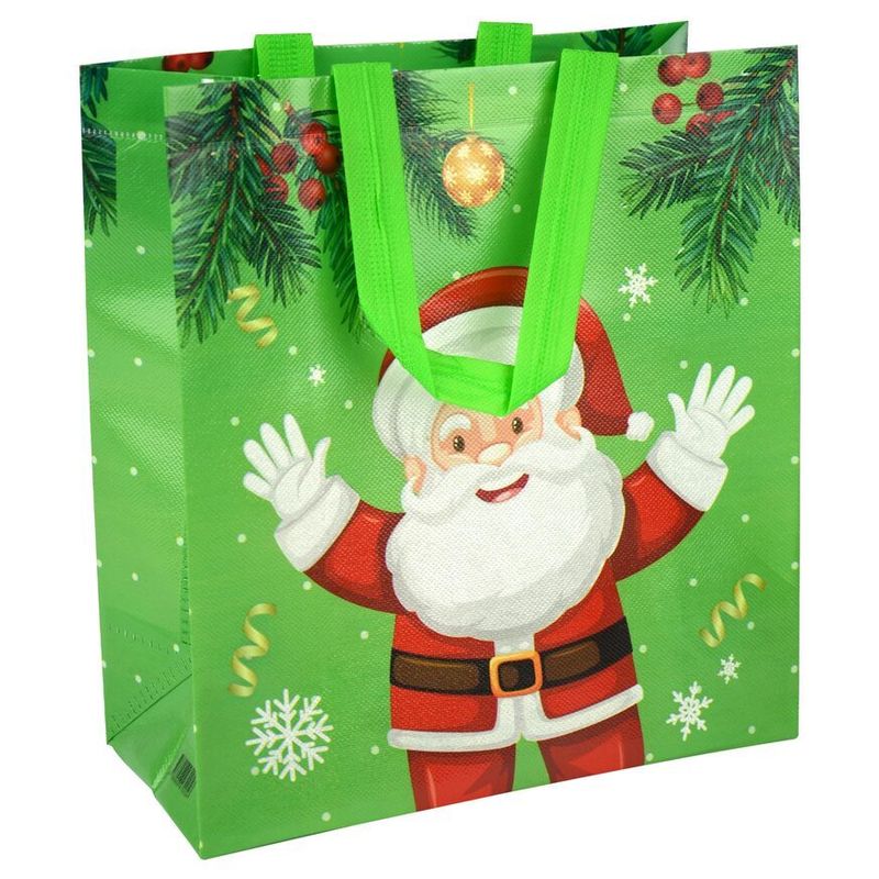 Сумка новогодняя Казахстан 29*27*12 см шоппер Санта  зеленая 1 шт 12 шт/упак