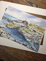 Картина авторская акварельная в паспарту 30х40 см на стену для интерьера "Тут родились Муми-тролли"