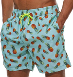 Голубые пляжные шорты с ананасами (Размер: M) (Цвет: голубой)