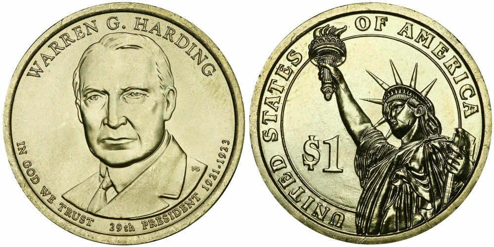 США 1 доллар 2014 Президент 29 - Уоррен Гардинг (1921–1923)