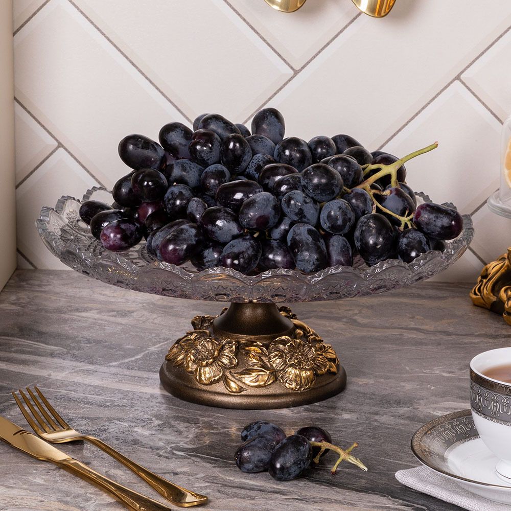 Фруктовница Лето Бронза со стеклянной чашей