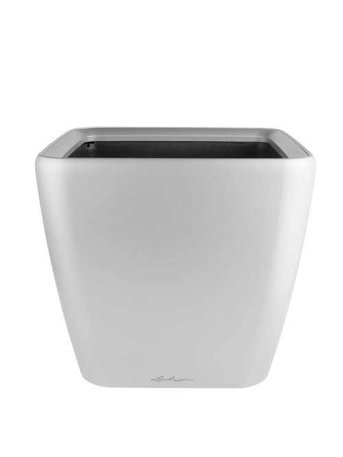 Кашпо Lechuza "Quadro LS Complete silver metallic" (пластик), 35x35xH33 см