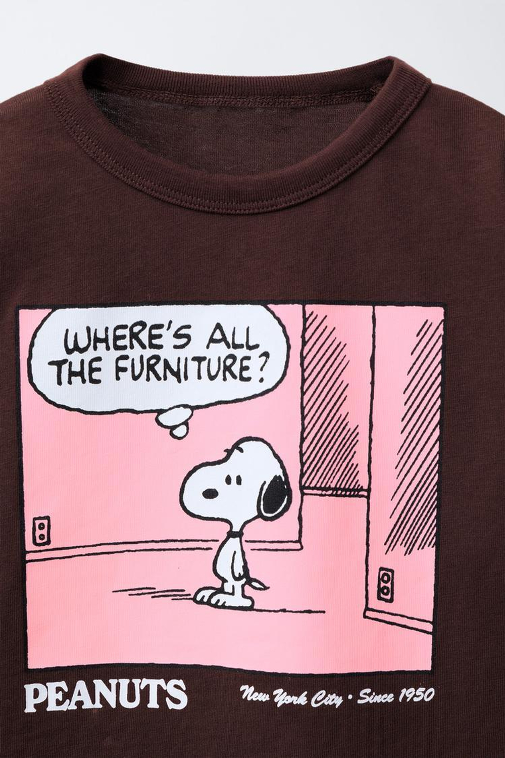 ZARA ФУТБОЛКА С ПРИНТОМ SNOOPY PEANUTS™, БОРДОВЫЙ