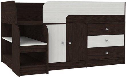 Кровать-чердак КарИВи Астра 9, 1 Венге Белое Дерево