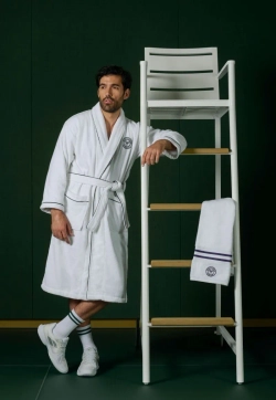 Теннисное полотенце Wimbledon Cotton Terry Baseline Robe - white/green