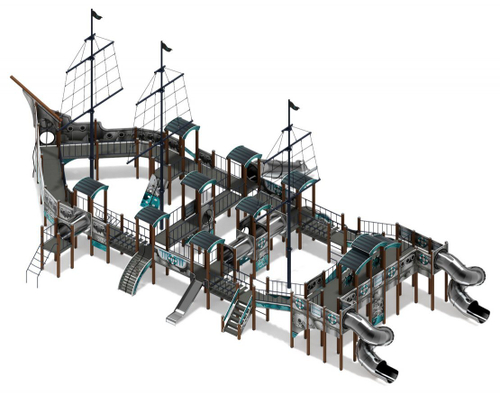 Детский игровой комплекс Баркентина Лагуна (нержавейка скат) ДИК 2.03.3.06-22 H=1200 Н=1500 H=2000