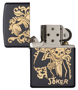 Зажигалка Zippo Skull Design с покрытием Black Matte, латунь/сталь, черная, 38x13x57 мм
