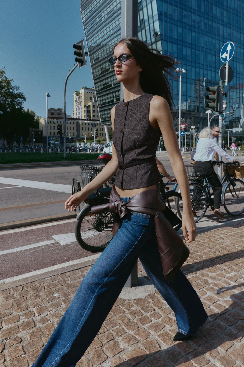 ZARA ТОП БЕЗ РУКАВОВ, СЕРЫЙ МЕЛАНЖ