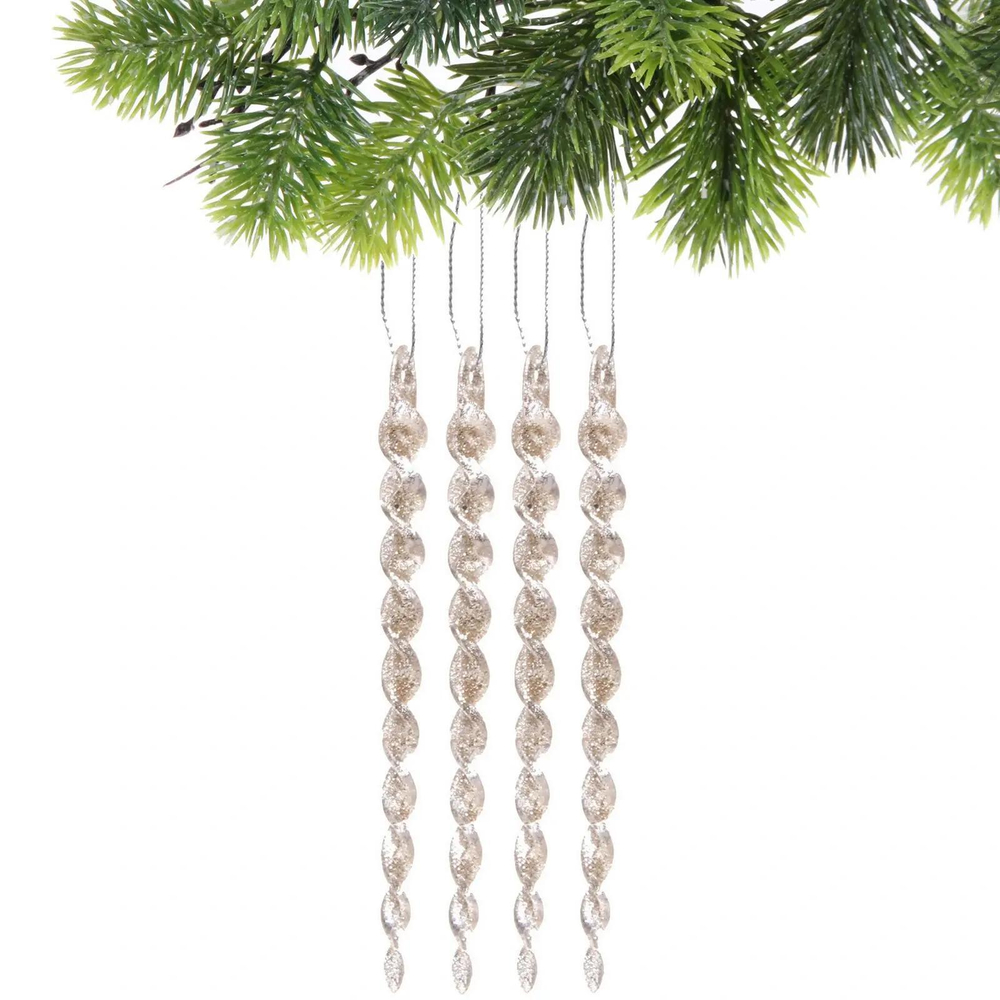 Подвеска «Сверкающая сосулька» 13 см (набор 4 шт), Золото